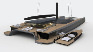 Illustration for article titled Este espectacular catamarán de velas negras y alta tecnología es digno del mismísimo Batman